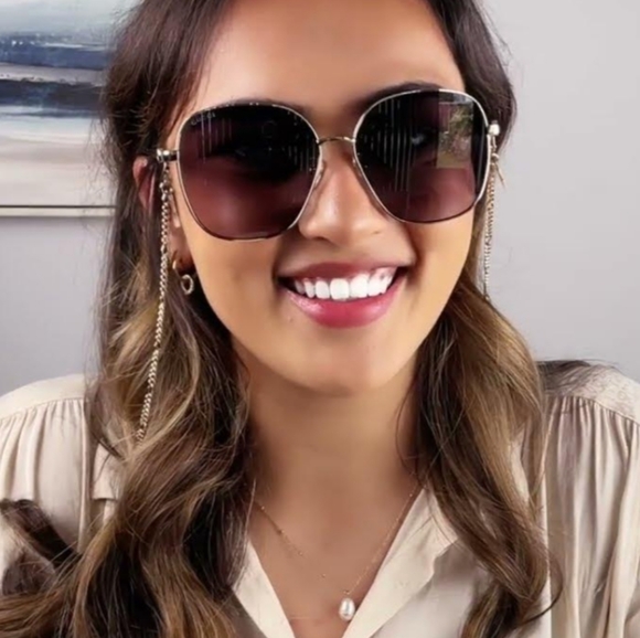 NEW GUCCI GOLD FRAME WOMEN SUNGLASSES GG1089SA 001 + GOLD CHAIN GUCCI SUNGLASSES - Picture 7 of 12